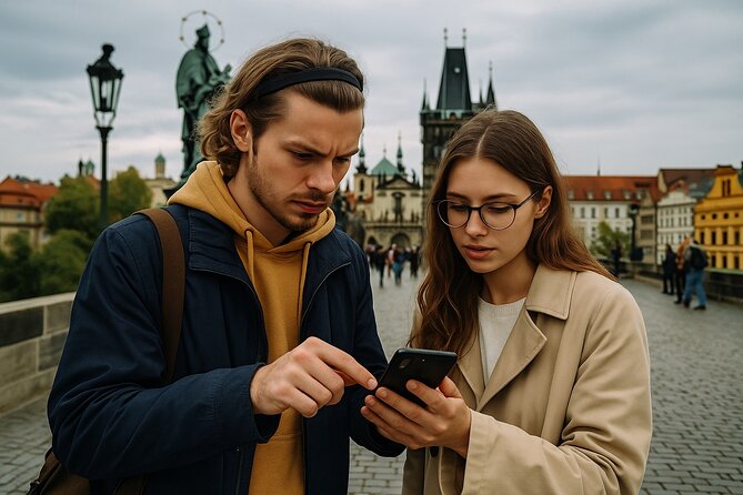 In Pursuit of Astrolabe: Prague Self Guided Mystery Game - Crossing toward Charles Bridge